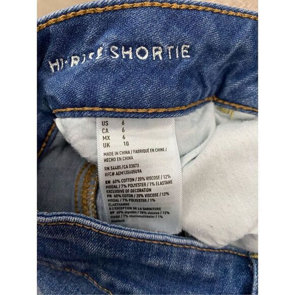 American Eagle Outfitters Hi Rise Shortie Jean Shorts Sz 6 - Picture 3 of 4